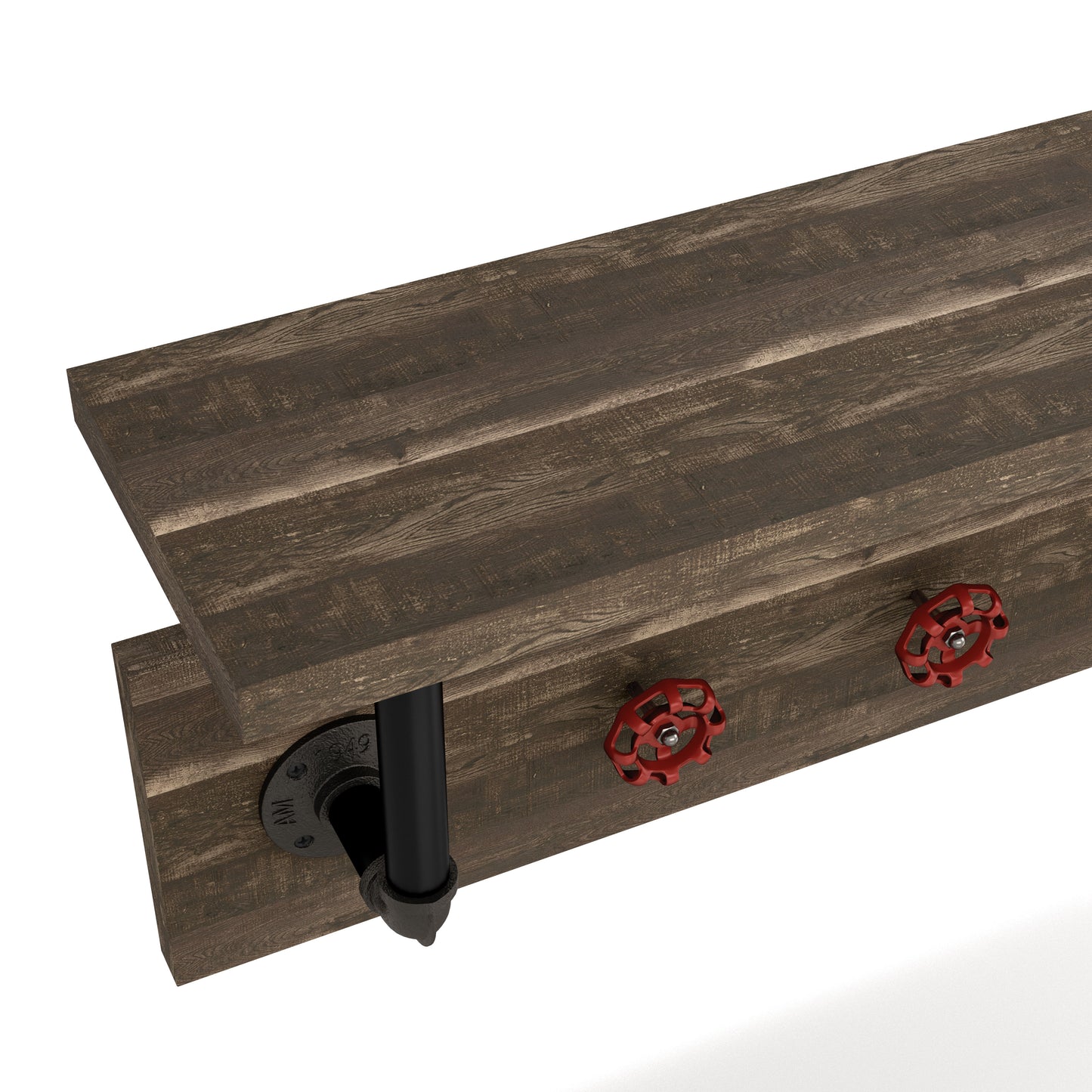 Reclaimed Oak 3-Hook Wall Shelf