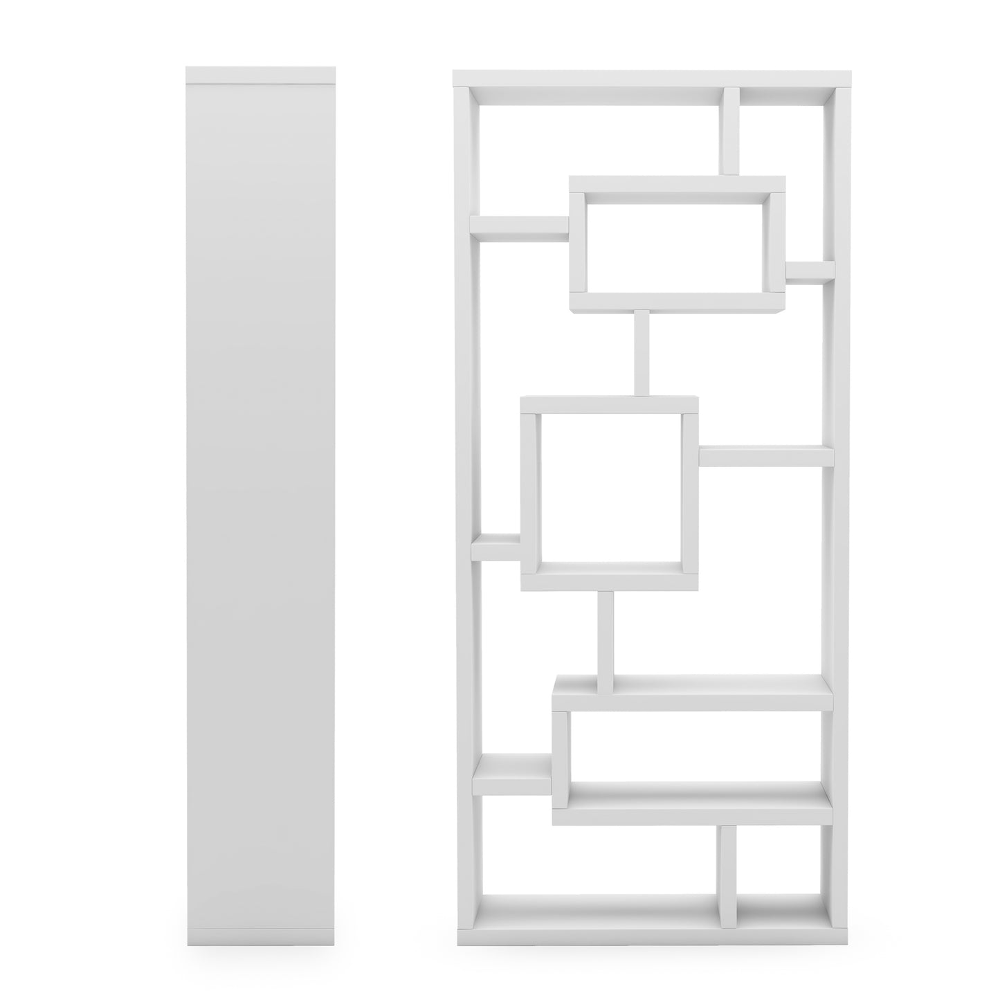 Modern Geometric 11-Shelf Open-Back Bookcase