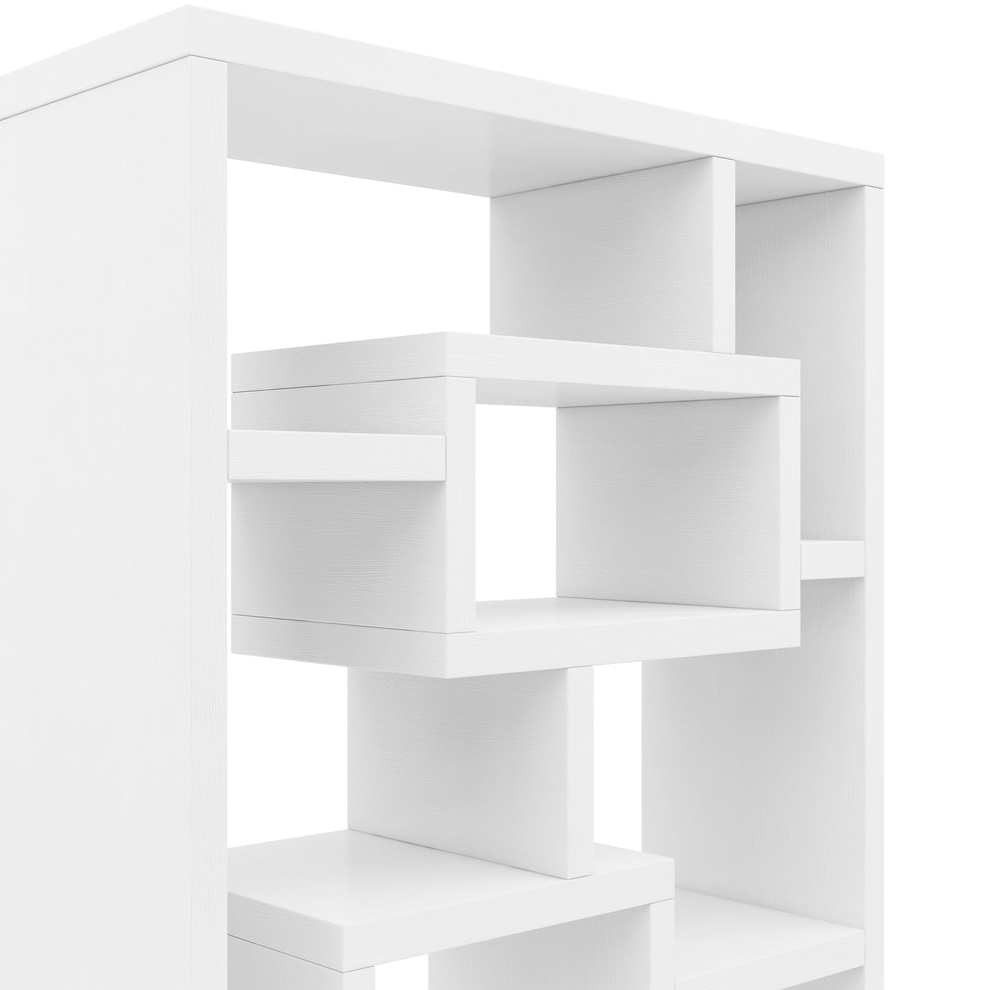 Modern Geometric 11-Shelf Open-Back Bookcase