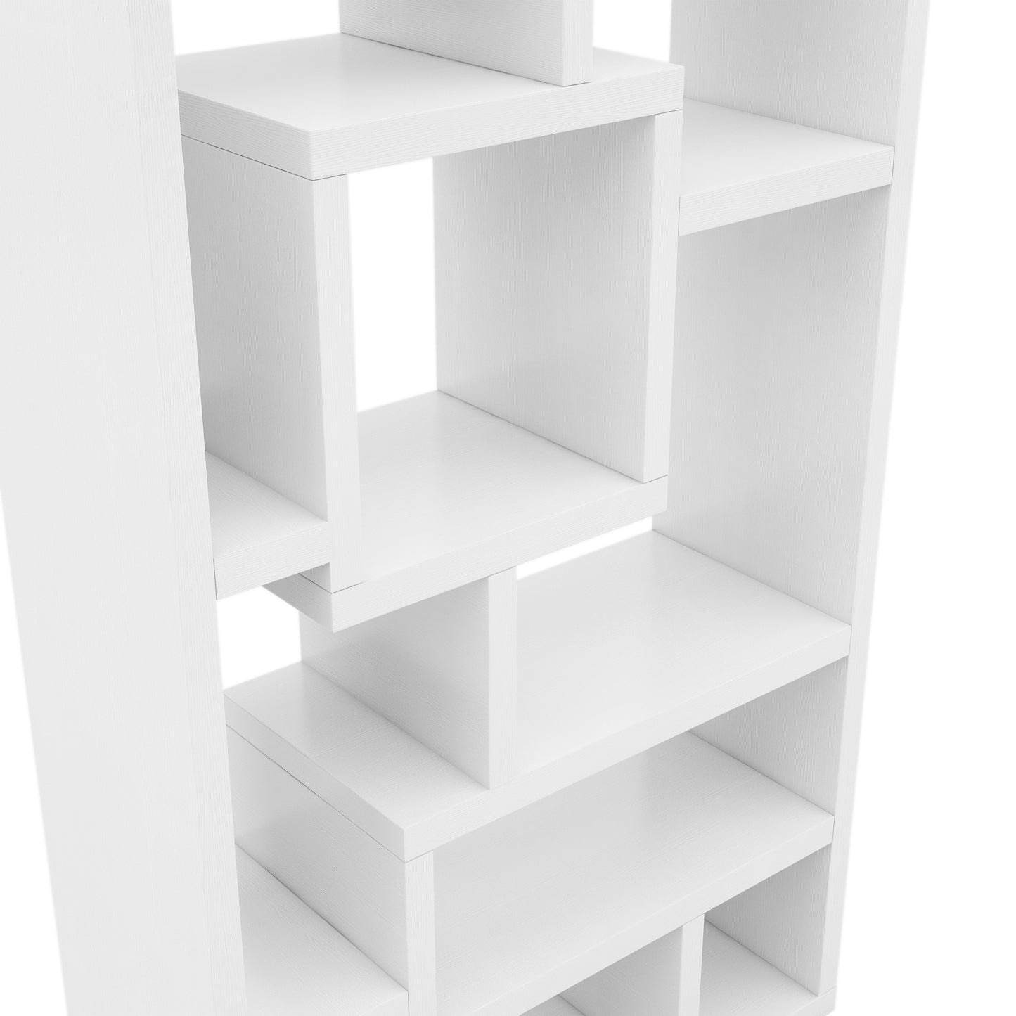 Modern Geometric 11-Shelf Open-Back Bookcase