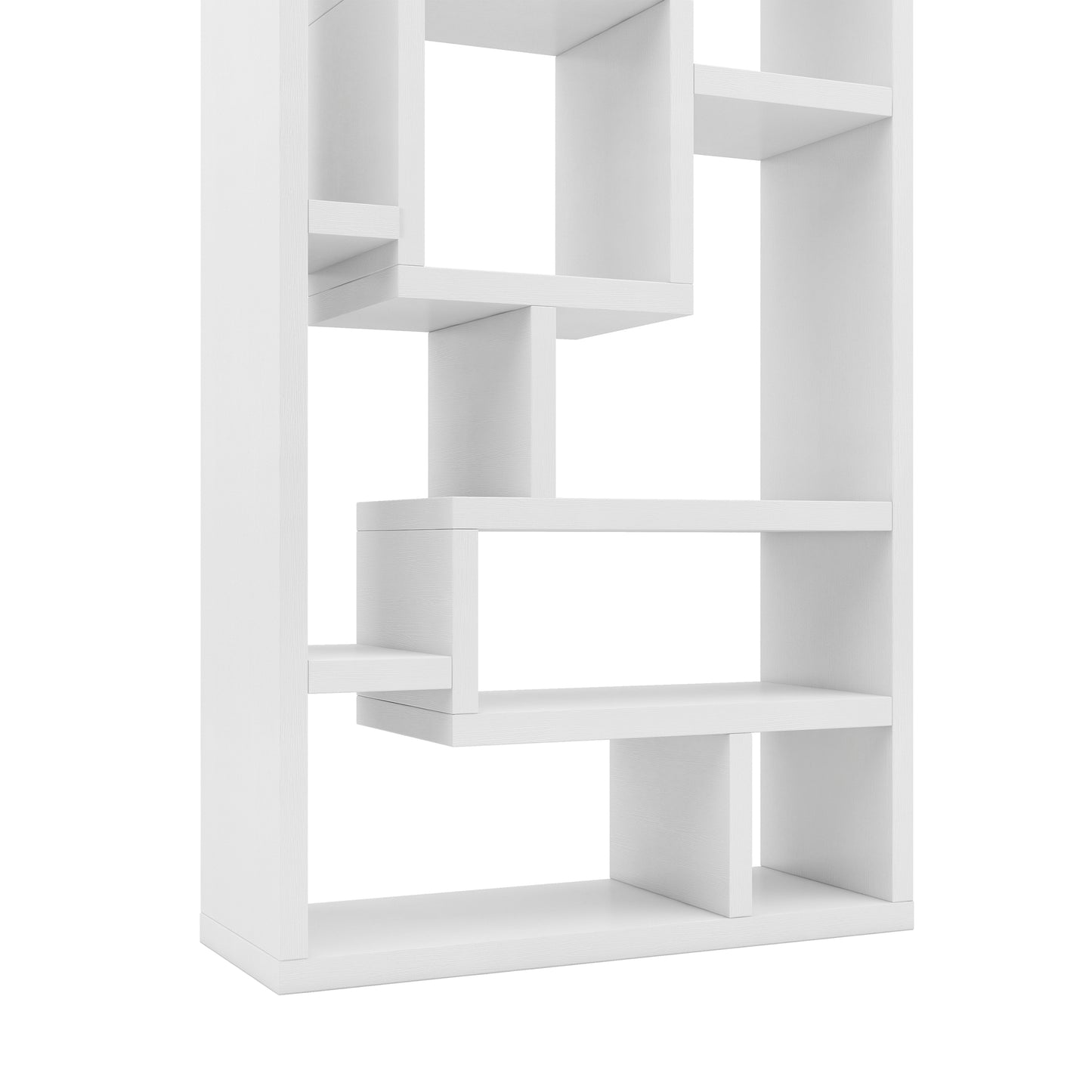 Modern Geometric 11-Shelf Open-Back Bookcase