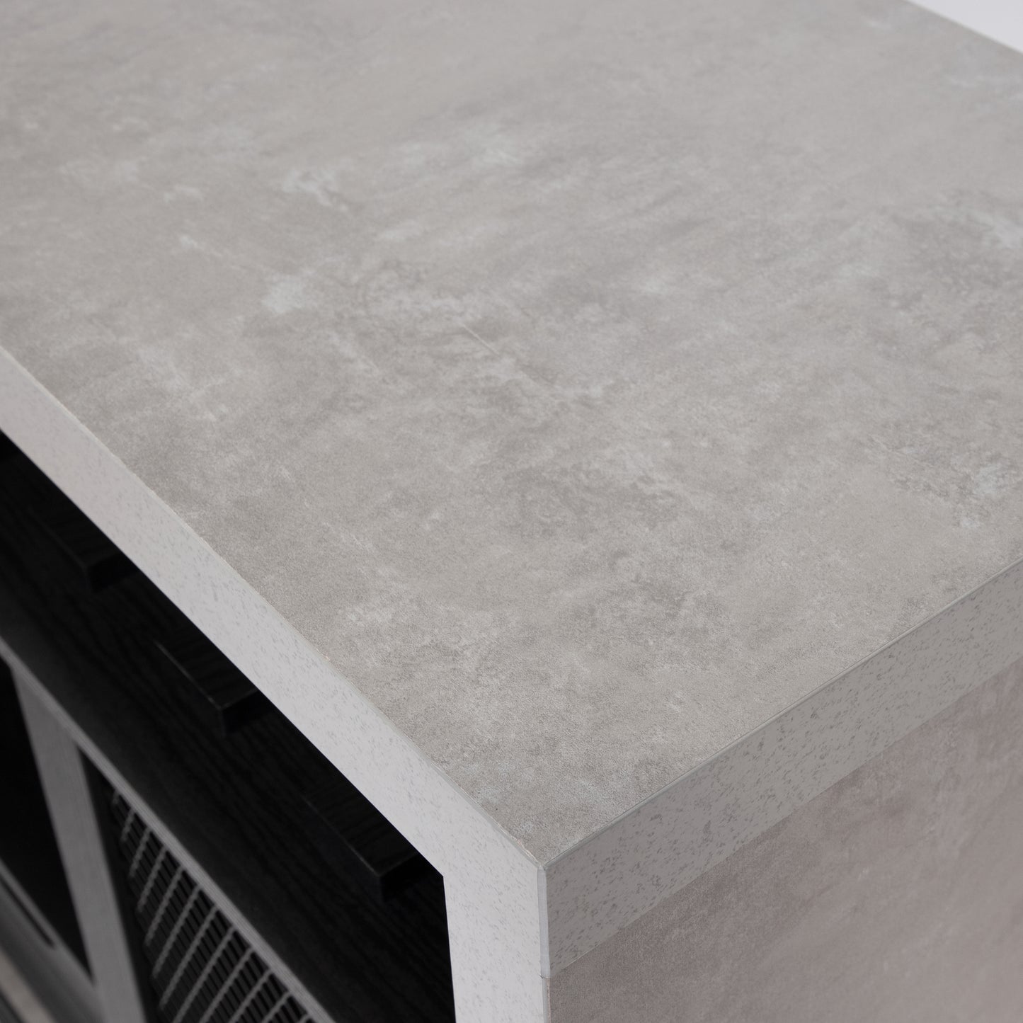 Industrial Cement and Black 48" Buffet with Wine Storage