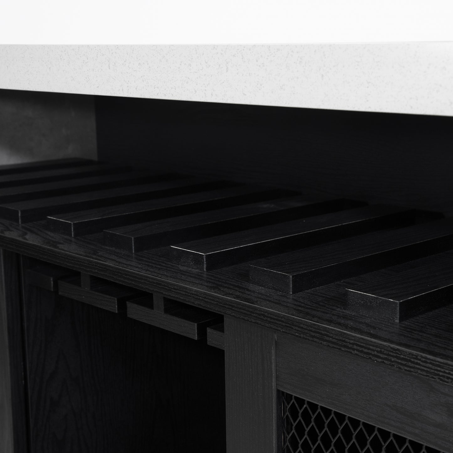 Industrial Cement and Black 48" Buffet with Wine Storage