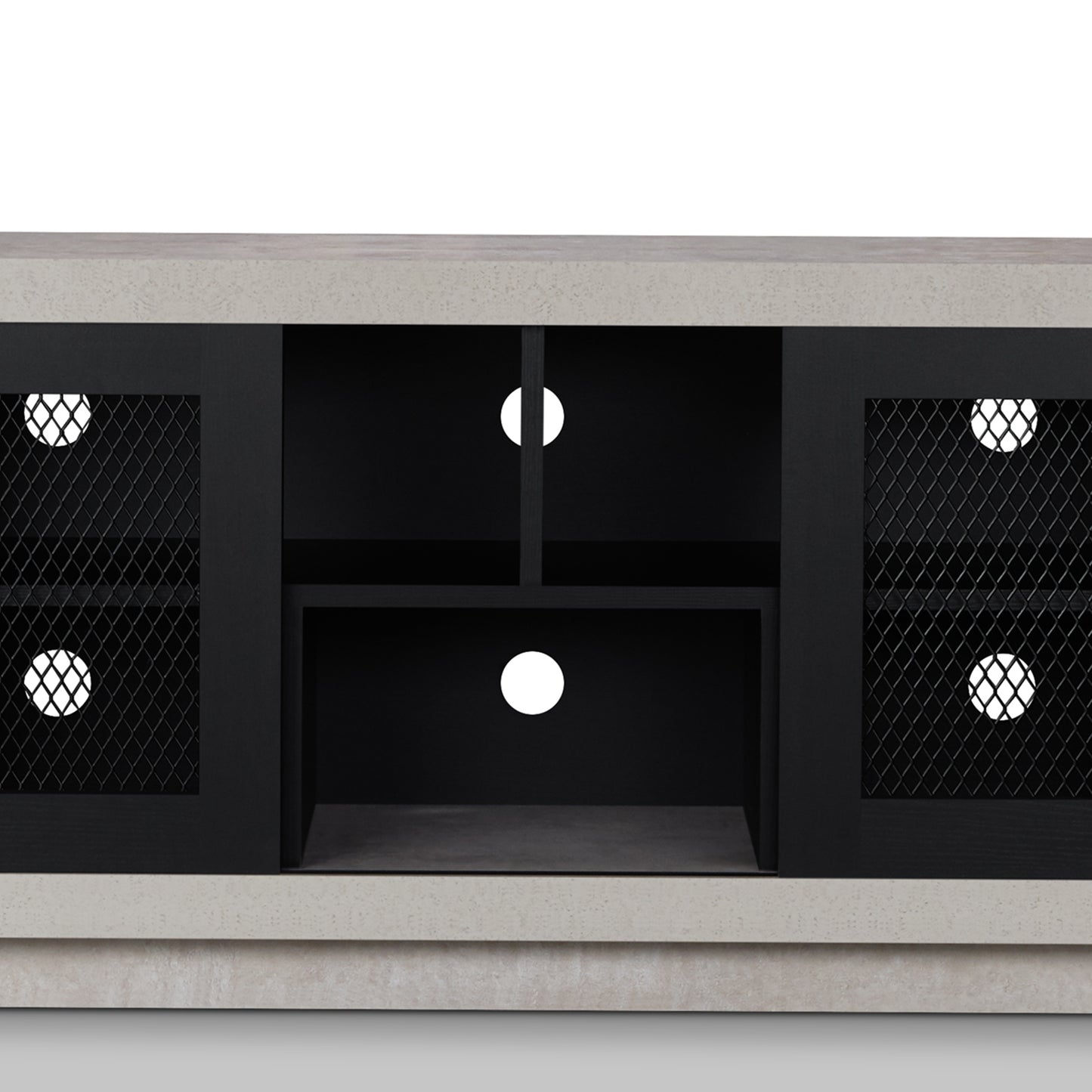 Urban Cement & Black 71" Wide Open Shelf TV Stand