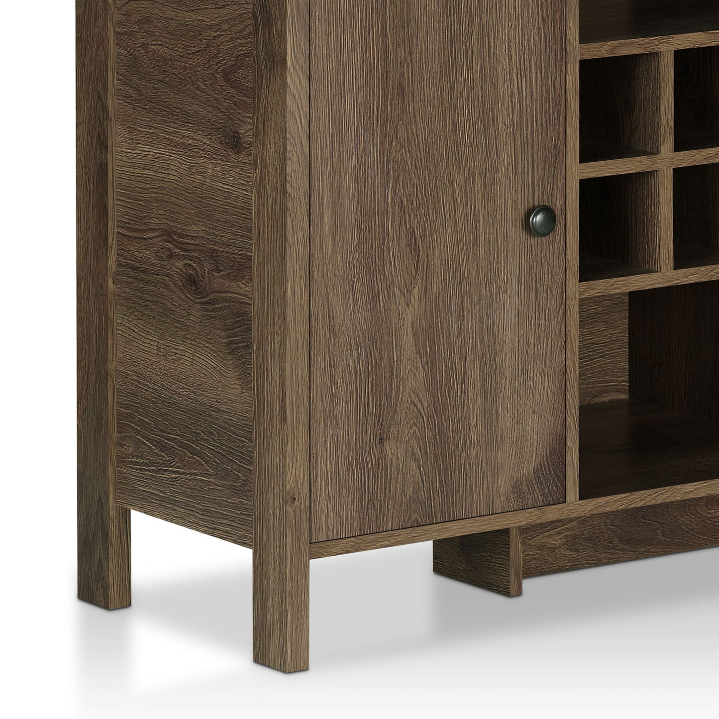 Rustic Distressed Walnut 42" Buffet with Wine Grid