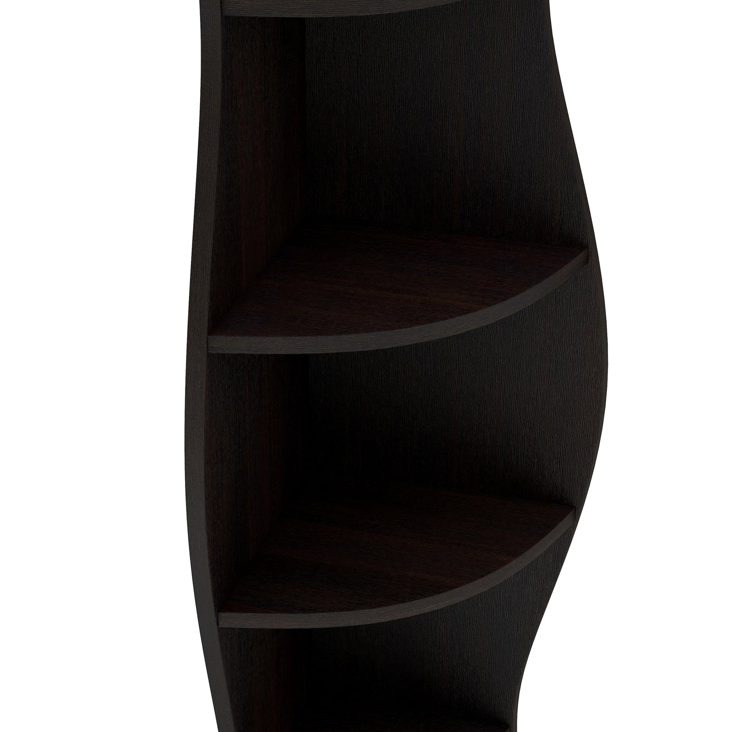 Walnut Space Saving 5-Shelf Corner Bookcase