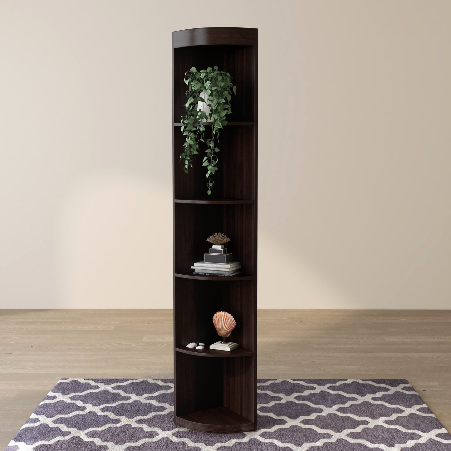 Cappuccino Space Saving 5-Shelf Corner Display