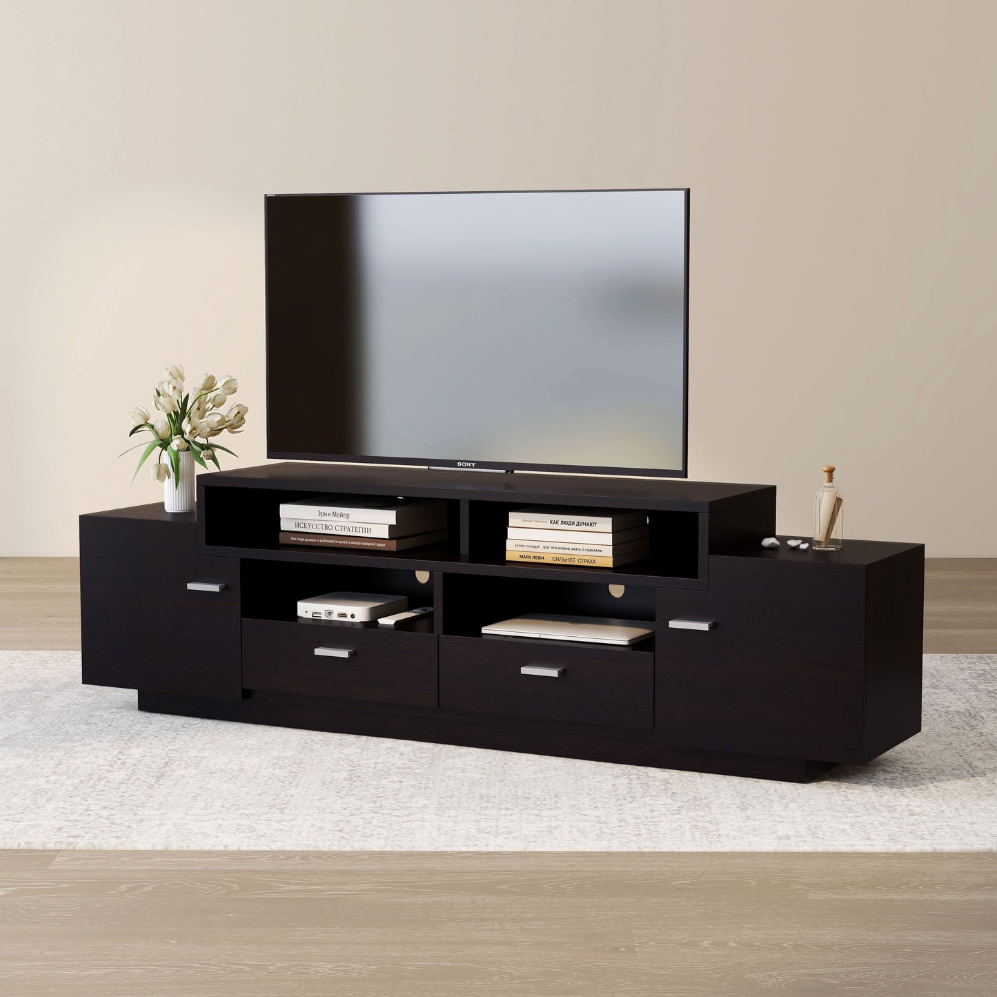 Modern 72" Wide Storage Entertainment Center