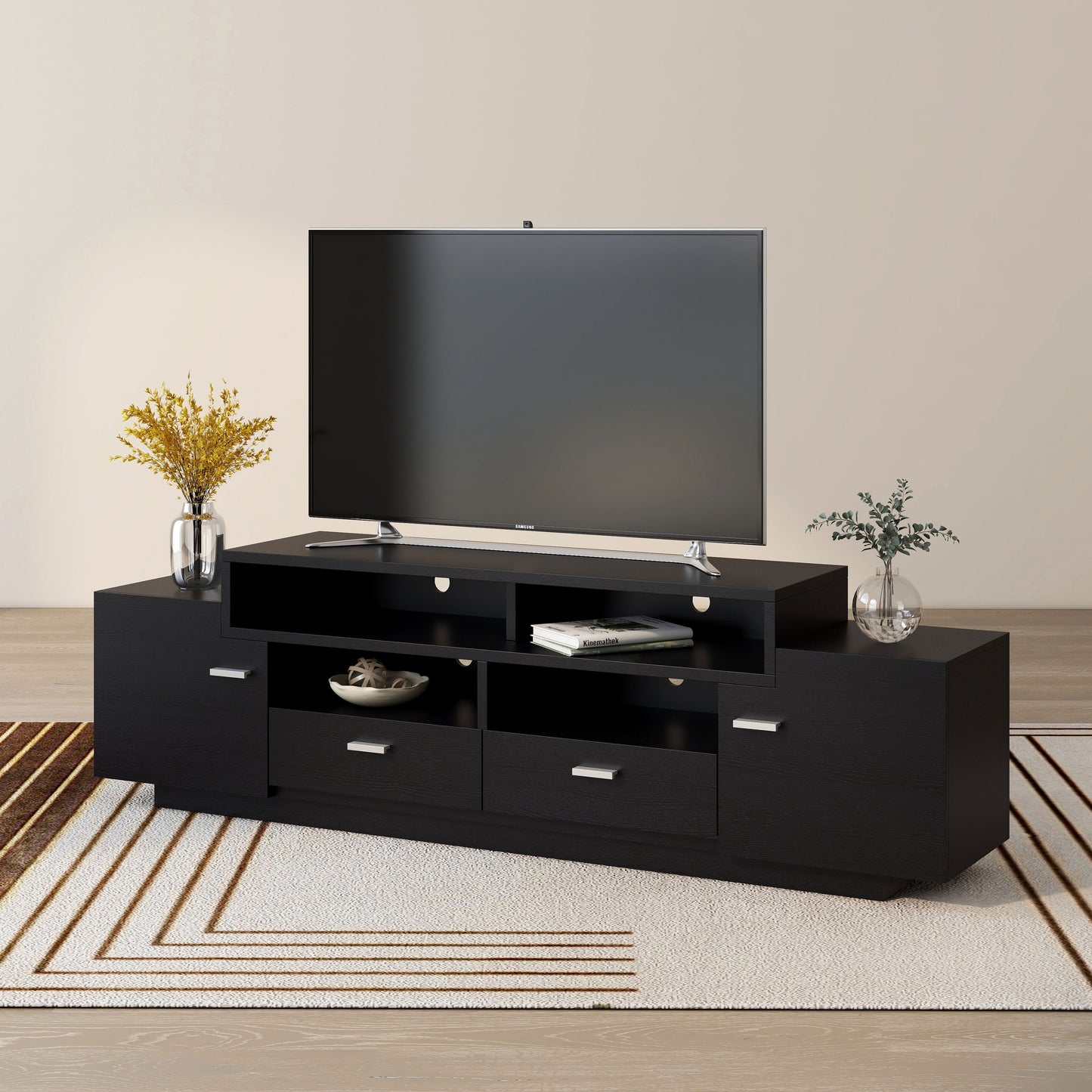 Modern 72" Wide Storage Entertainment Center