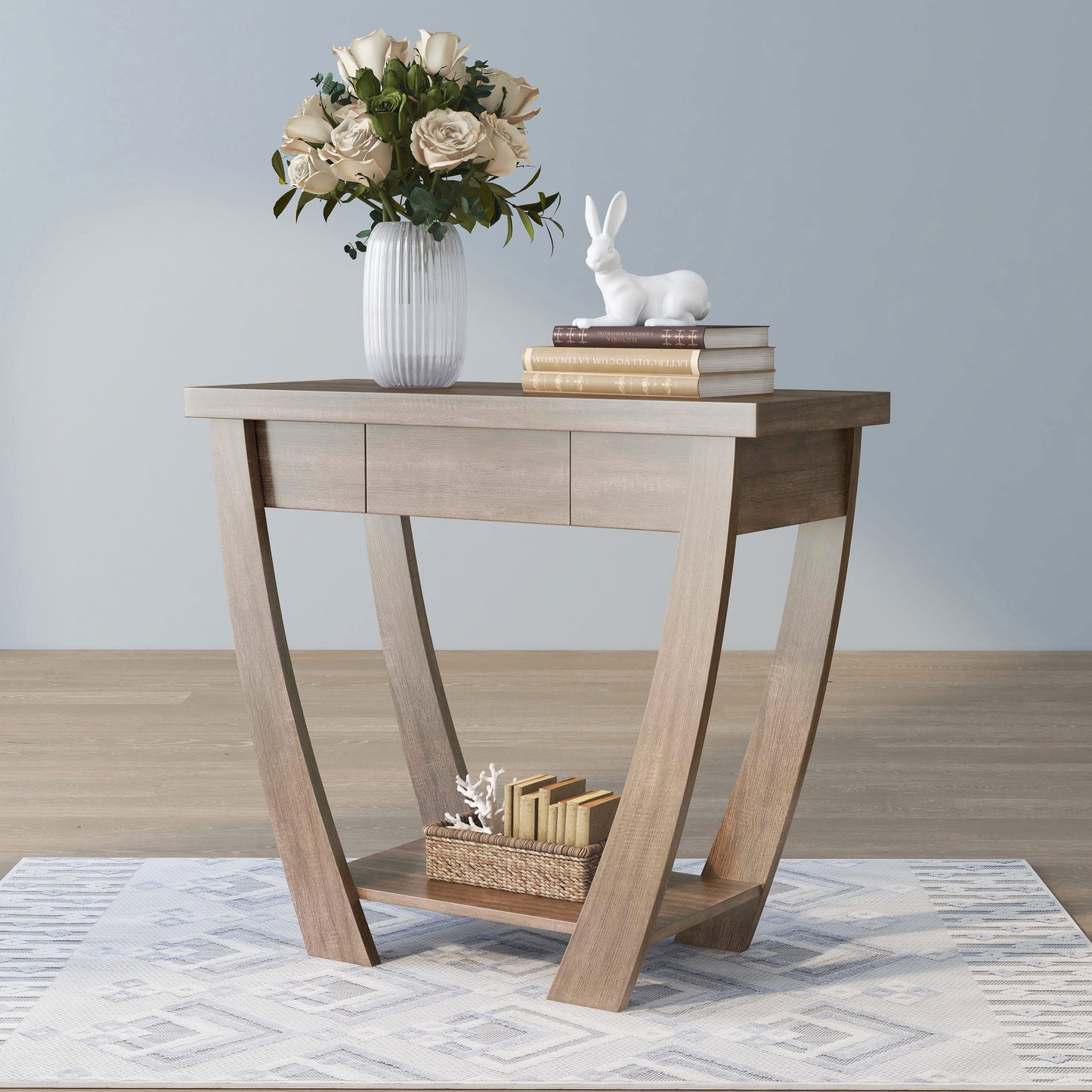 Curved Entryway Storage Sofa Table