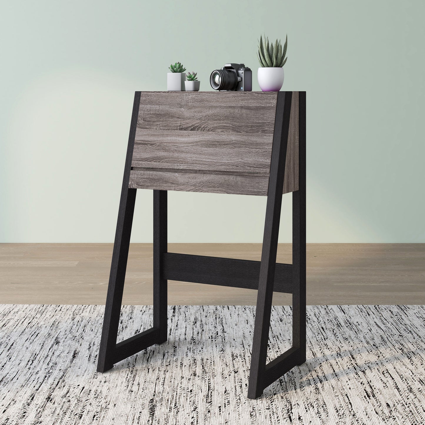 Modern Black Leaning 26" Privacy Writing Desk