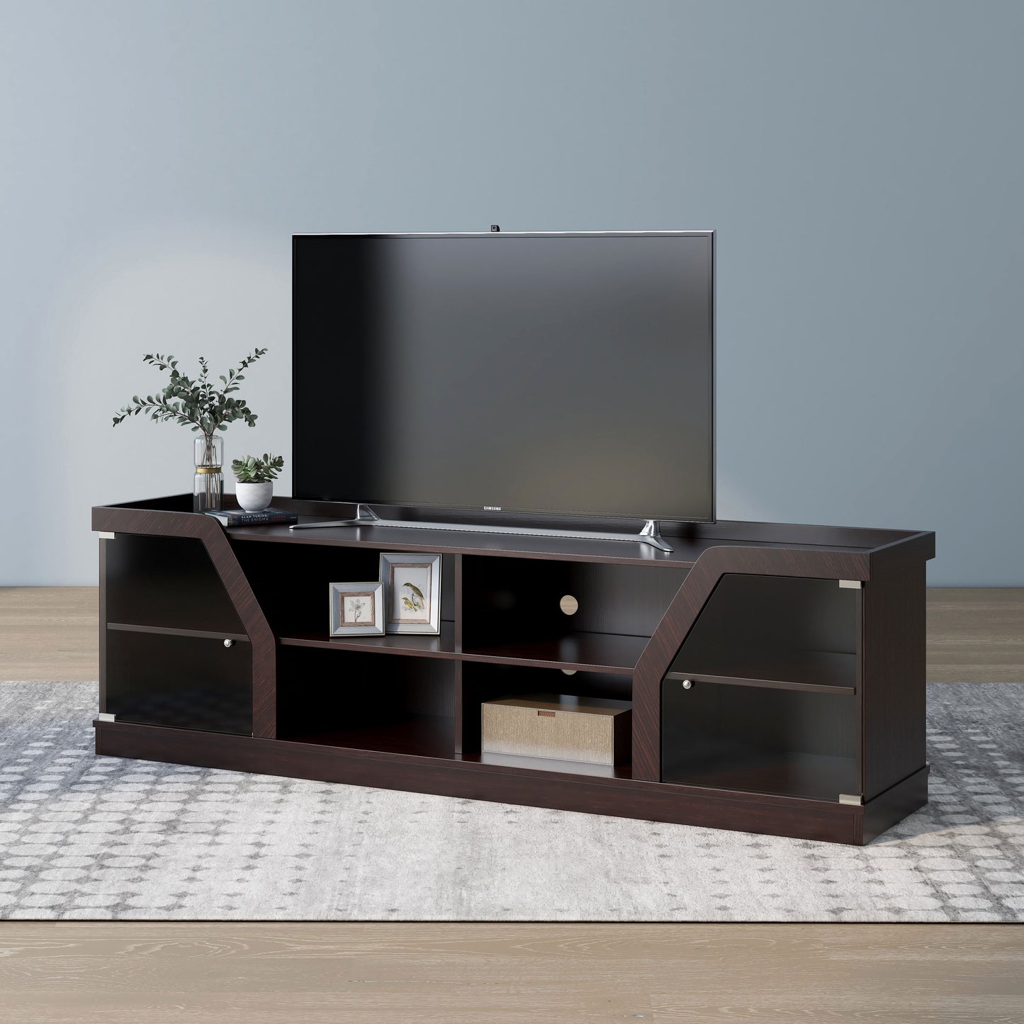 Modern Espresso 71" Wide Entertainment Center