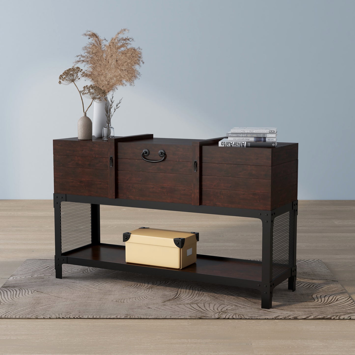 Vintage Trunk Style 47" Storage Console Table