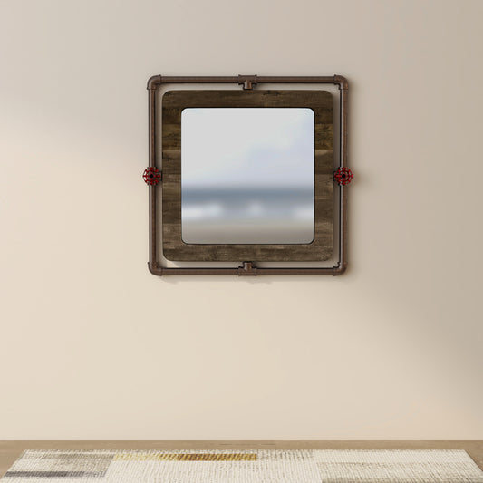 Industrial Reclaimed Oak Accent Wall Mirror