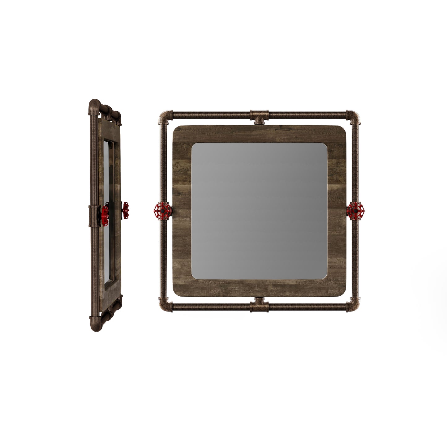 Industrial Reclaimed Oak Accent Wall Mirror