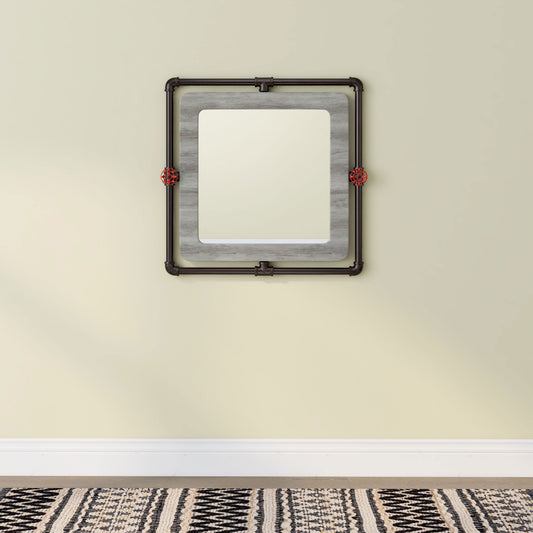 Industrial Vintage White Accent Wall Mirror