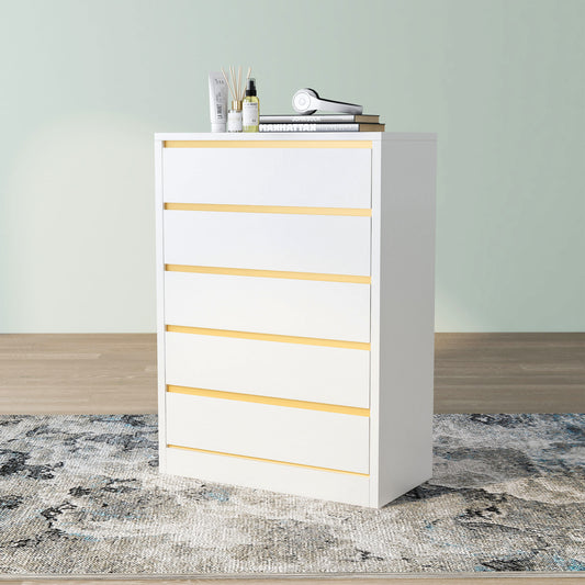 Mod White 5-drawer Tall Dresser