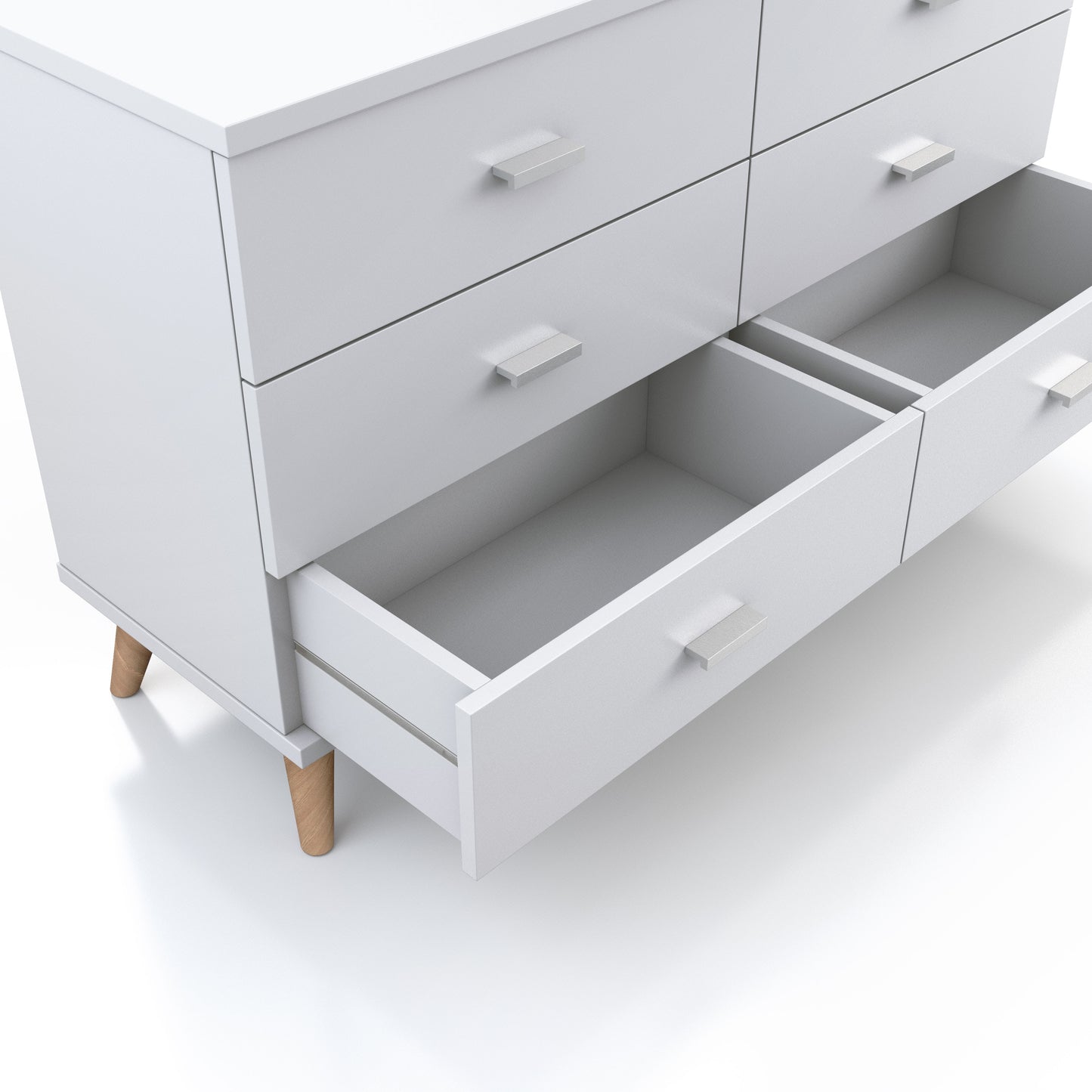 Scandinavian White 6-drawer Dresser with Bar Pulls