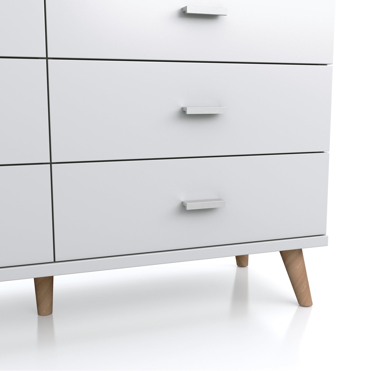 Scandinavian White 6-drawer Dresser with Bar Pulls