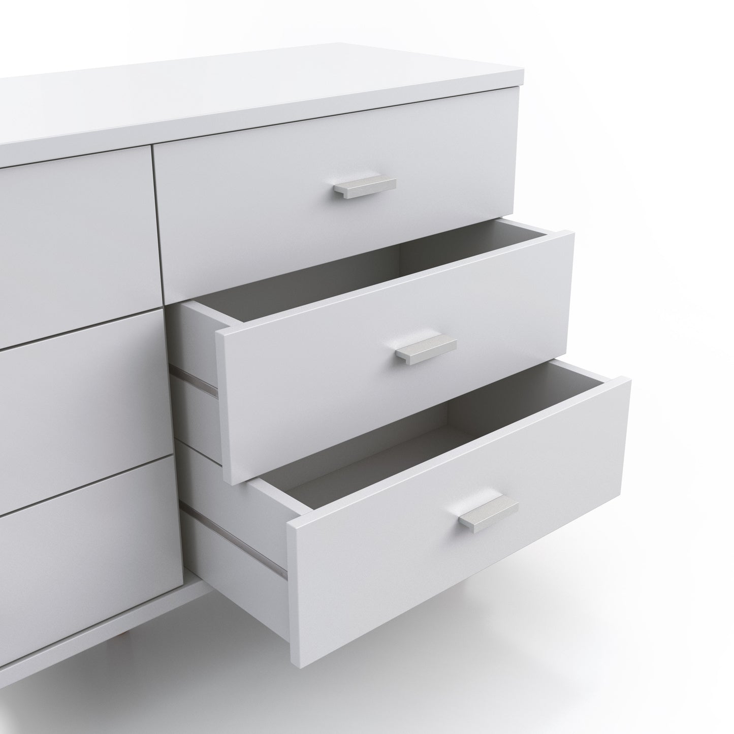 Scandinavian White 6-drawer Dresser with Bar Pulls