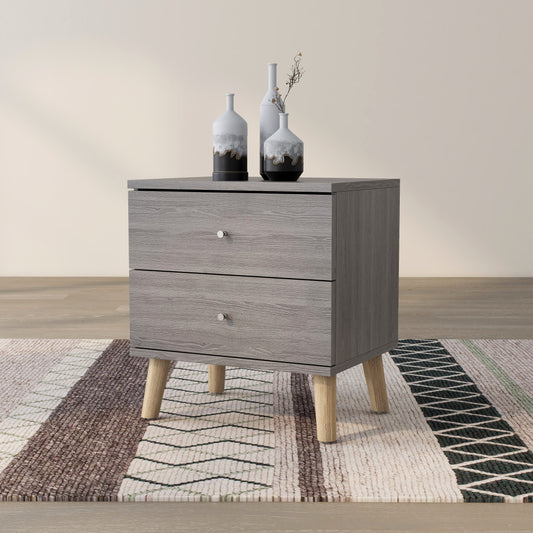 Distressed Gray 2-drawer Nightstand with Knobs