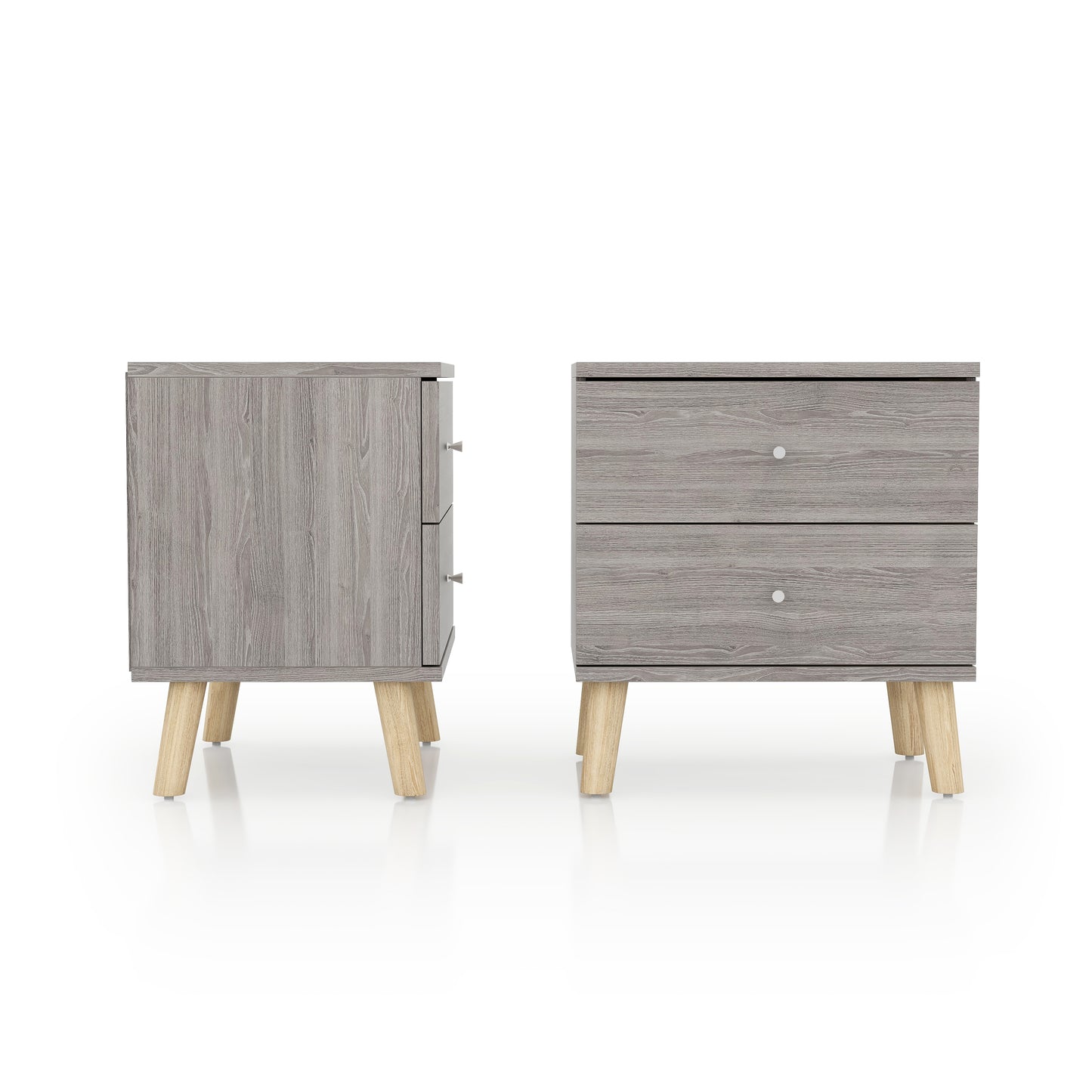 Distressed Gray 2-drawer Nightstand with Knobs