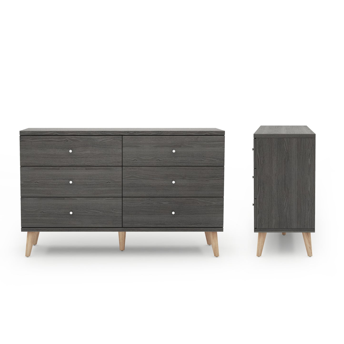 Distressed Gray 6-drawer Dresser with Knobs