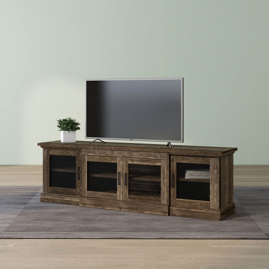 Rustic Reclaimed Oak 69" Wide 6-shelf TV Stand