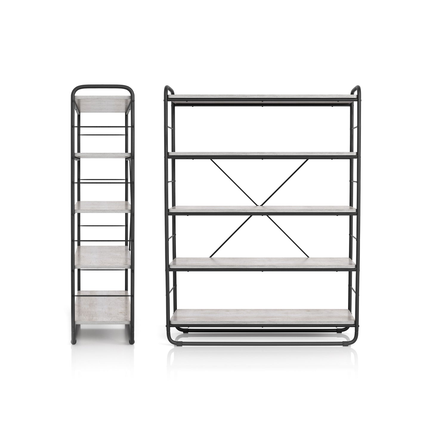 Modern Black & Gray 5-Tier Openback Display Shelf