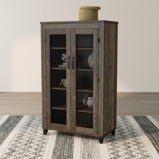 Rustic 5-shelf Reclaimed Oak Shoe Cabinet