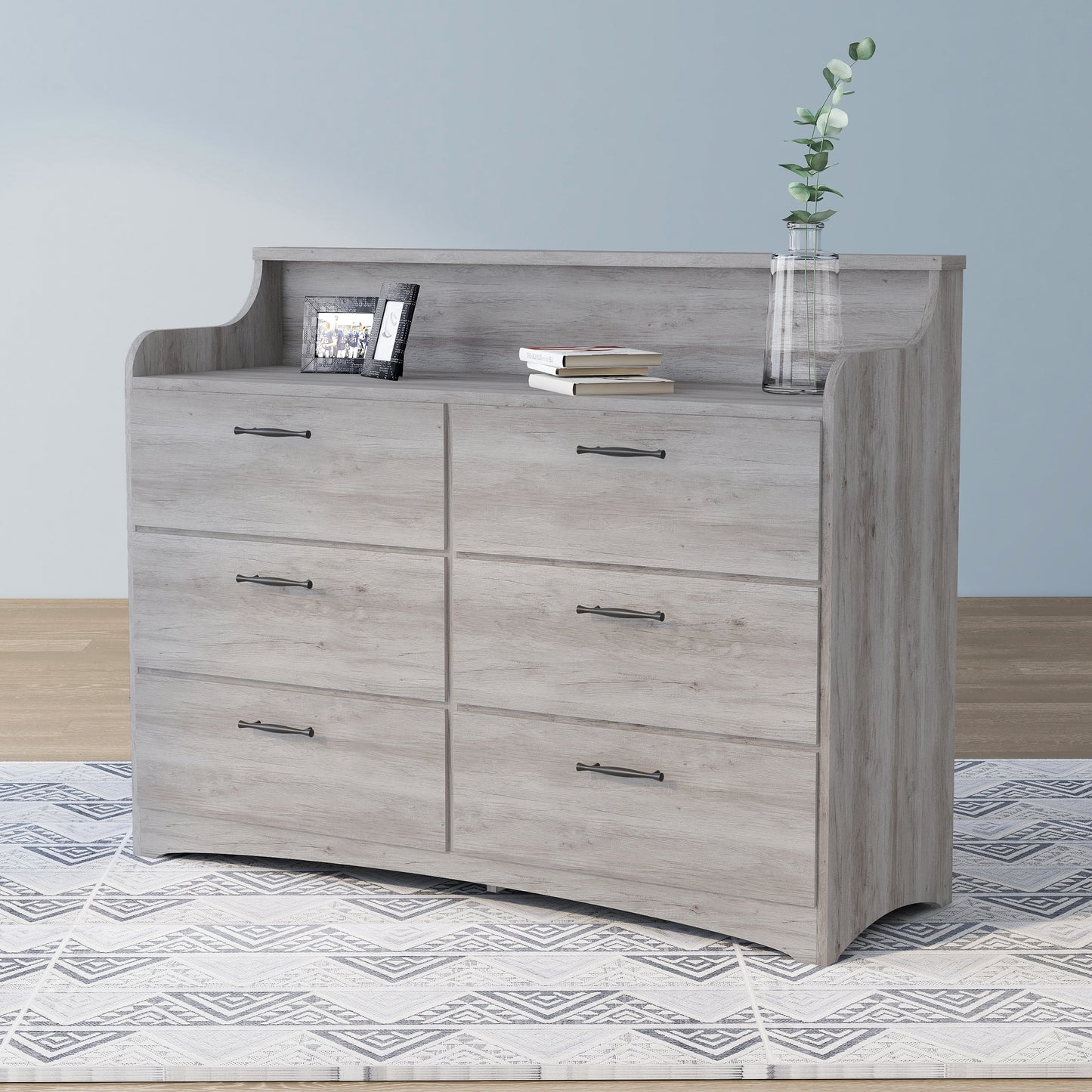 Simple 6-drawer 47" Double Dresser