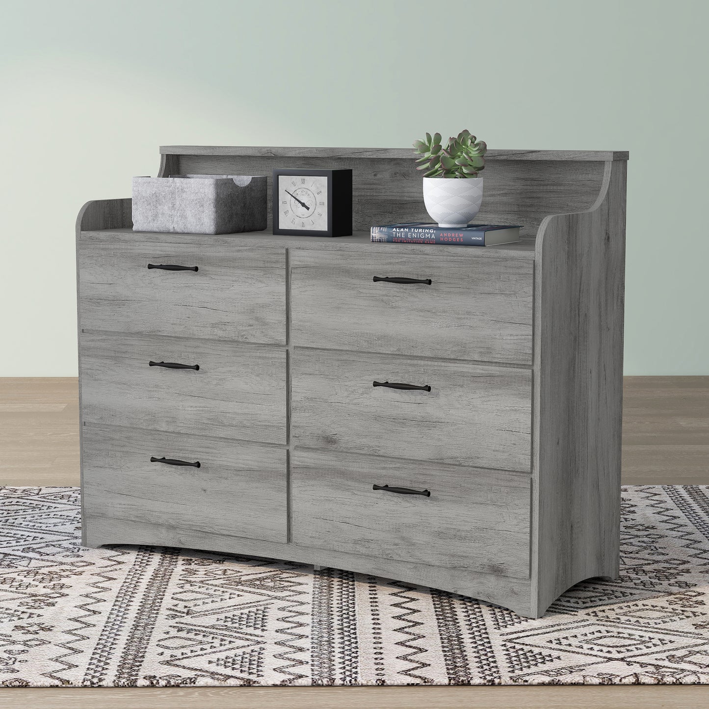 Simple 6-drawer 47" Double Dresser