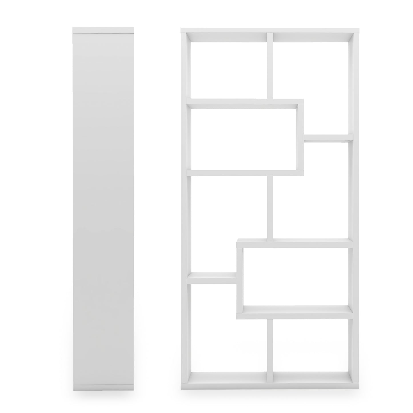 Modern Geometric 8-Shelf Open-Back Bookcase