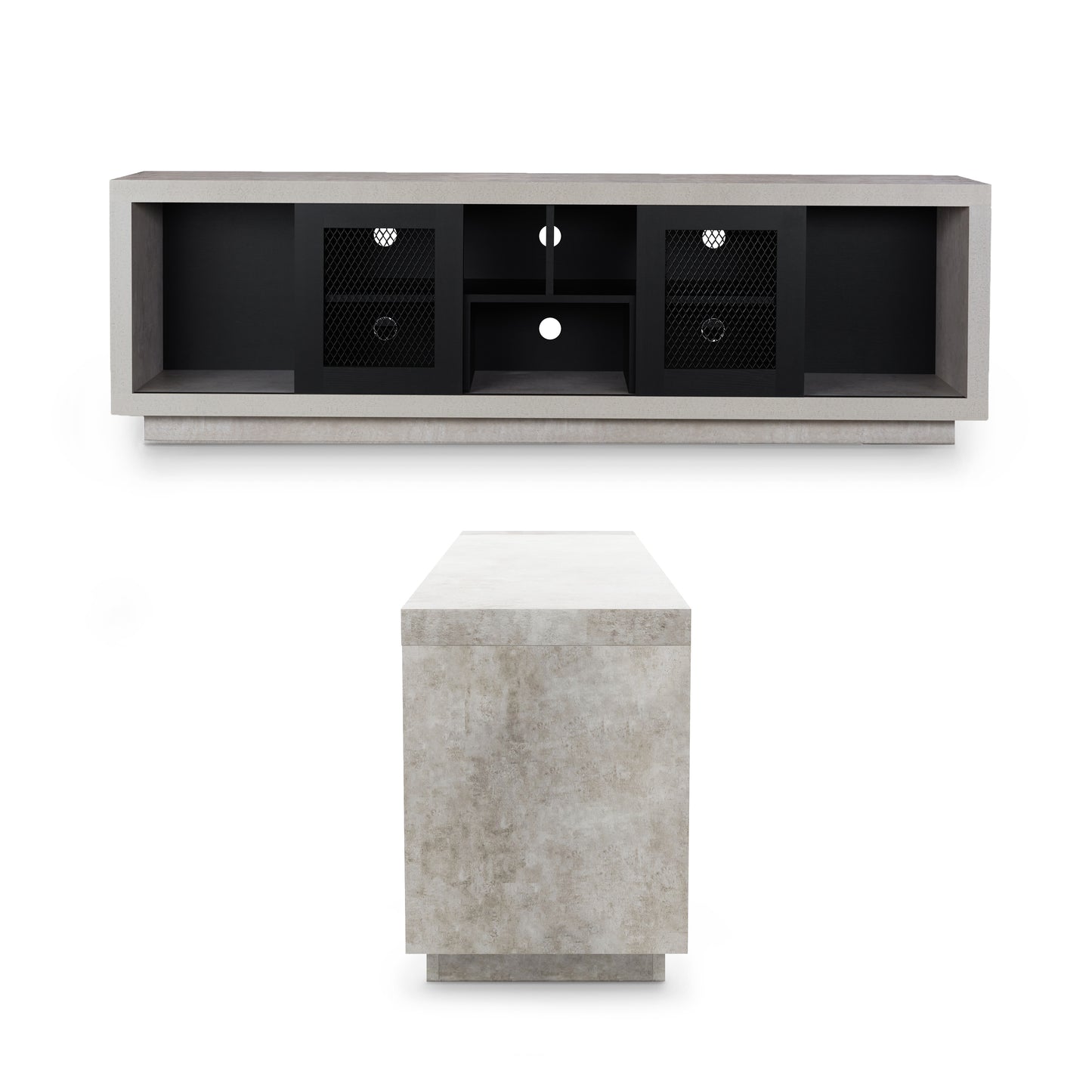 Urban Cement & Black 71" Wide Open Shelf TV Stand