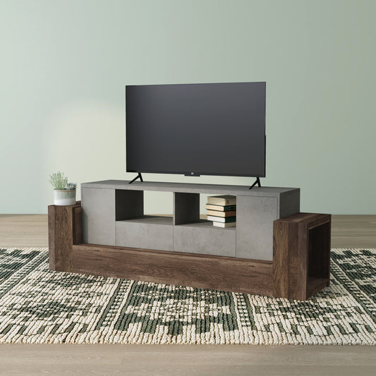 Urban Cement and Reclaimed Oak 71" Wide TV Stand