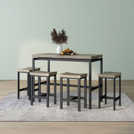 Grey & Black 5-Piece Counter Height Dining Set