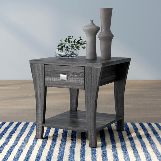 Modern Gray Flared Storage End Table