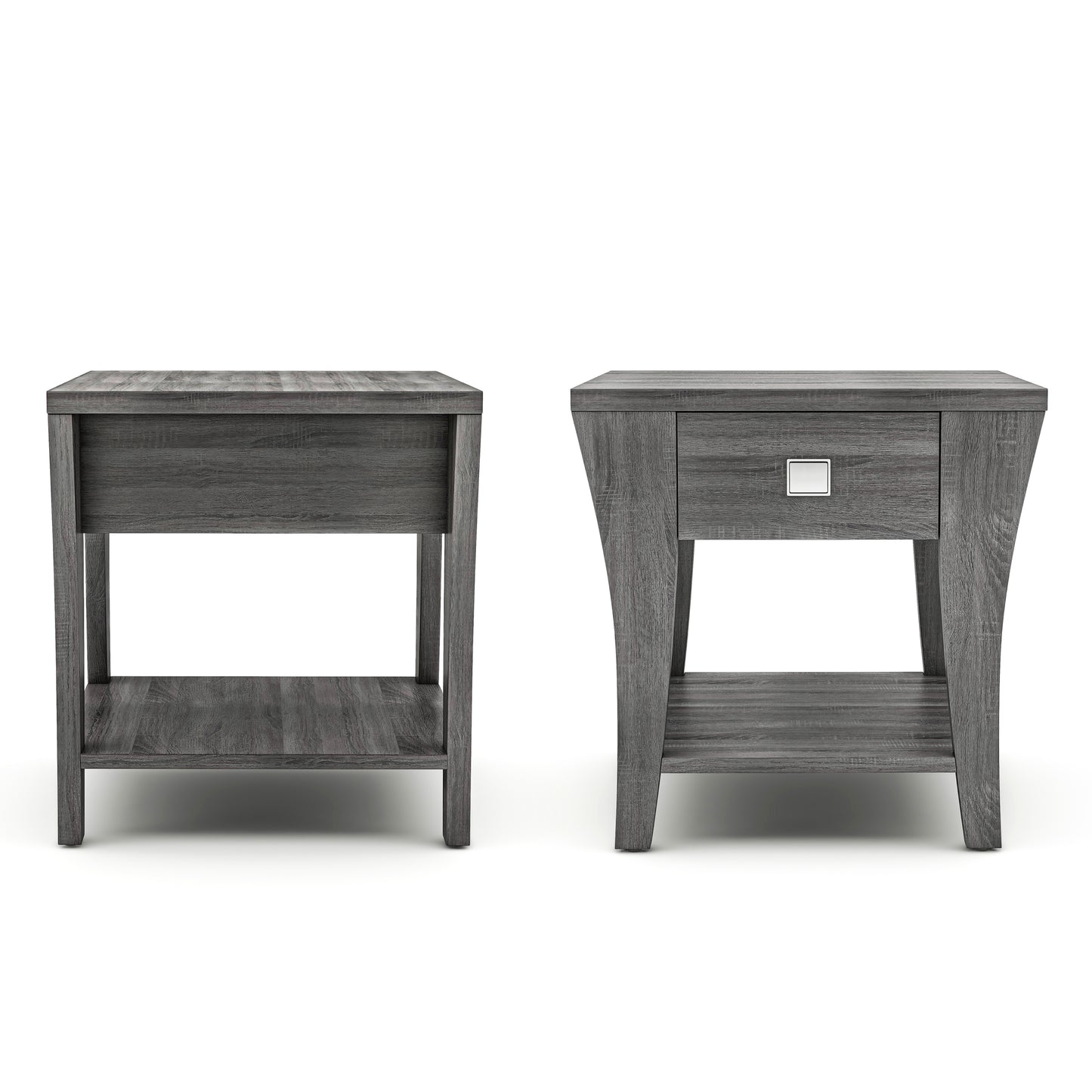 Modern Gray Flared Storage End Table