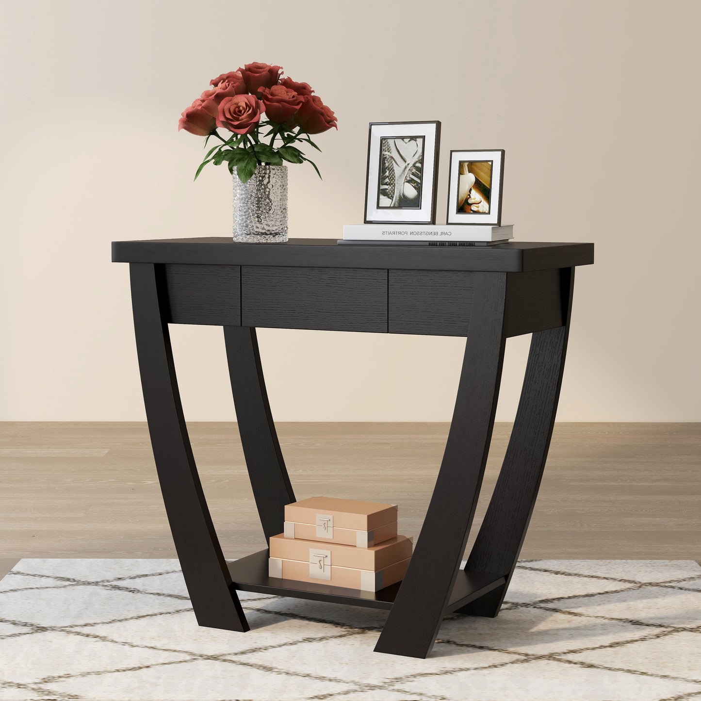 Curved Entryway Storage Sofa Table