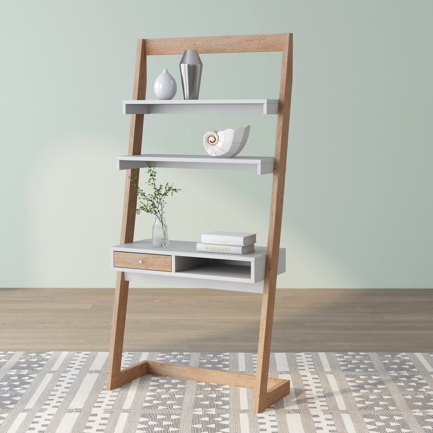 Space Saving 70" Tall Angled Ladder Desk