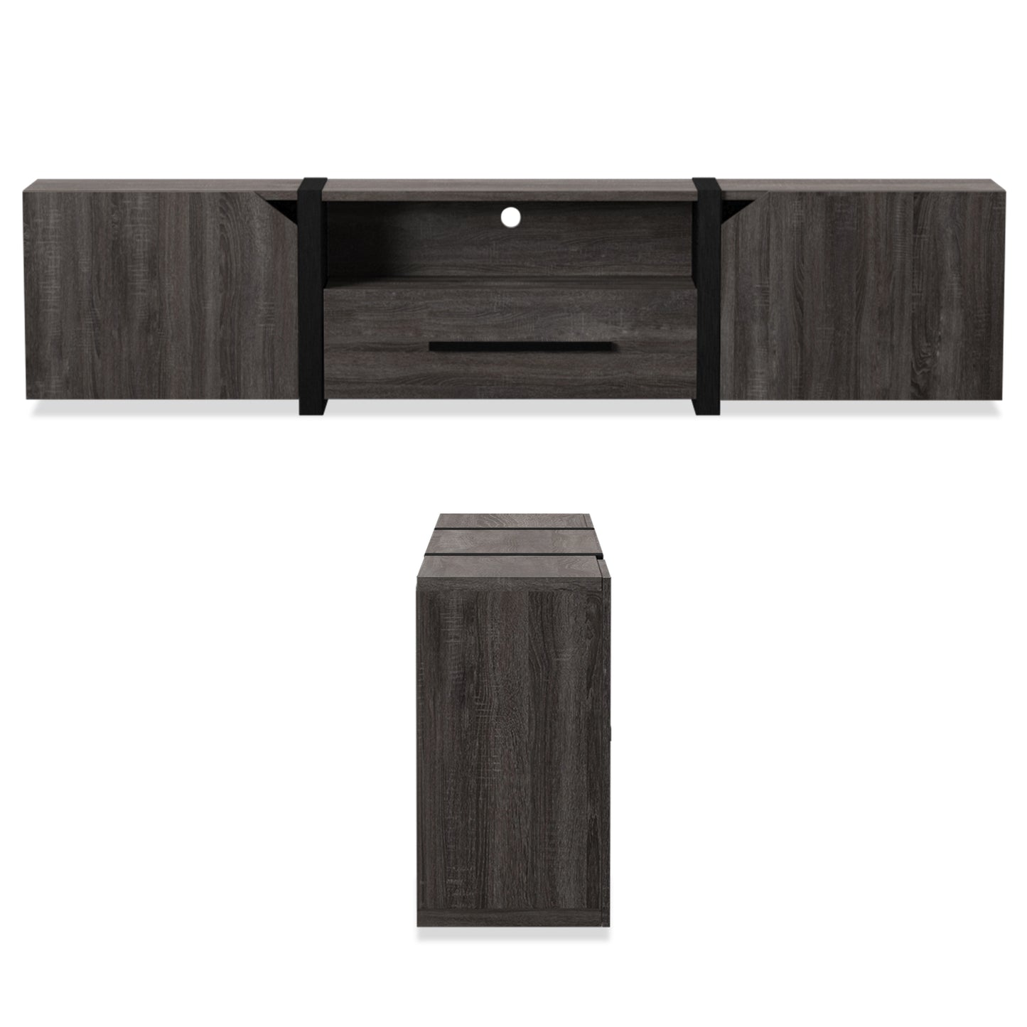Modern Gray 81" Wide Storage Entertainment Center