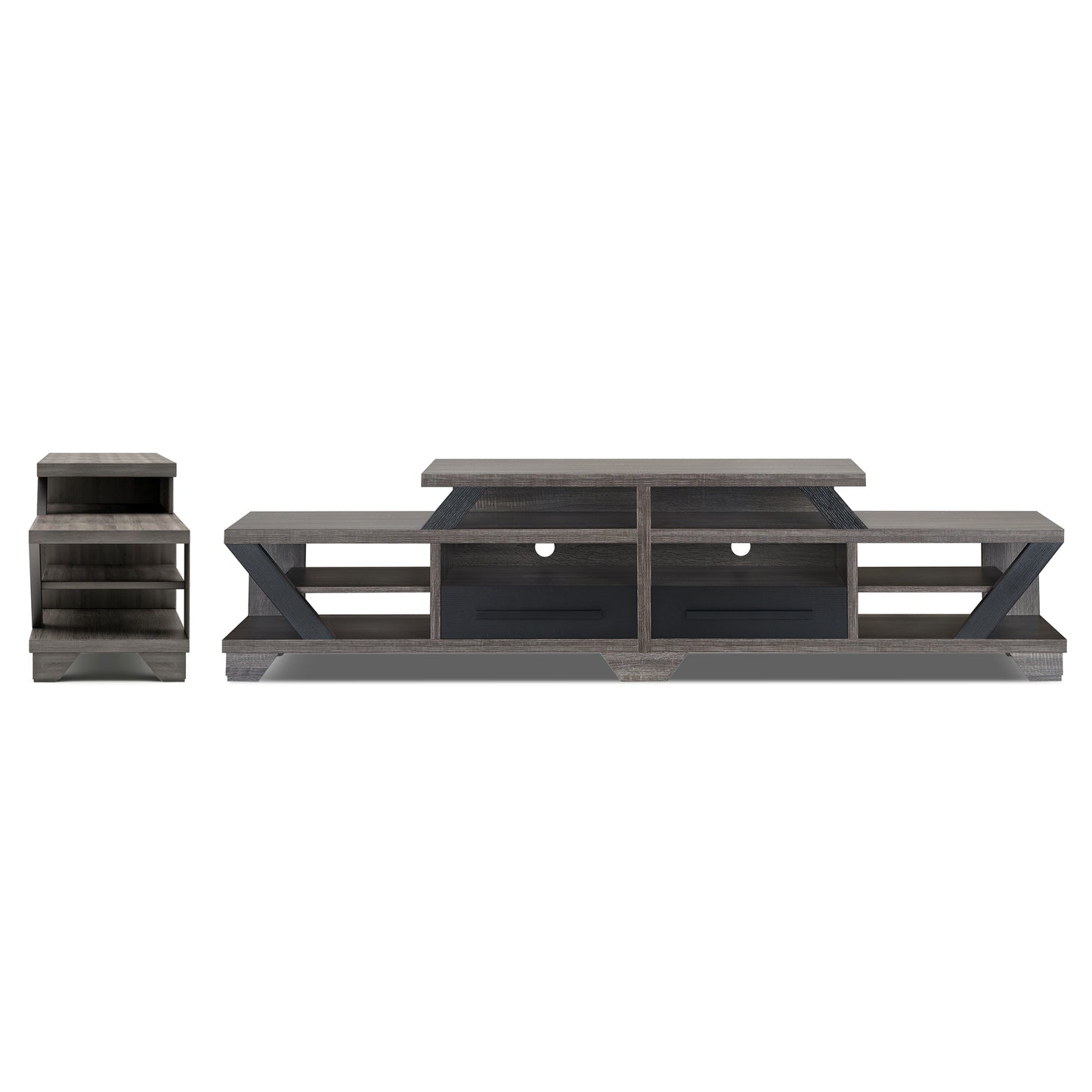 Modern Gray 82" Wide Open Shelf Tiered TV Stand