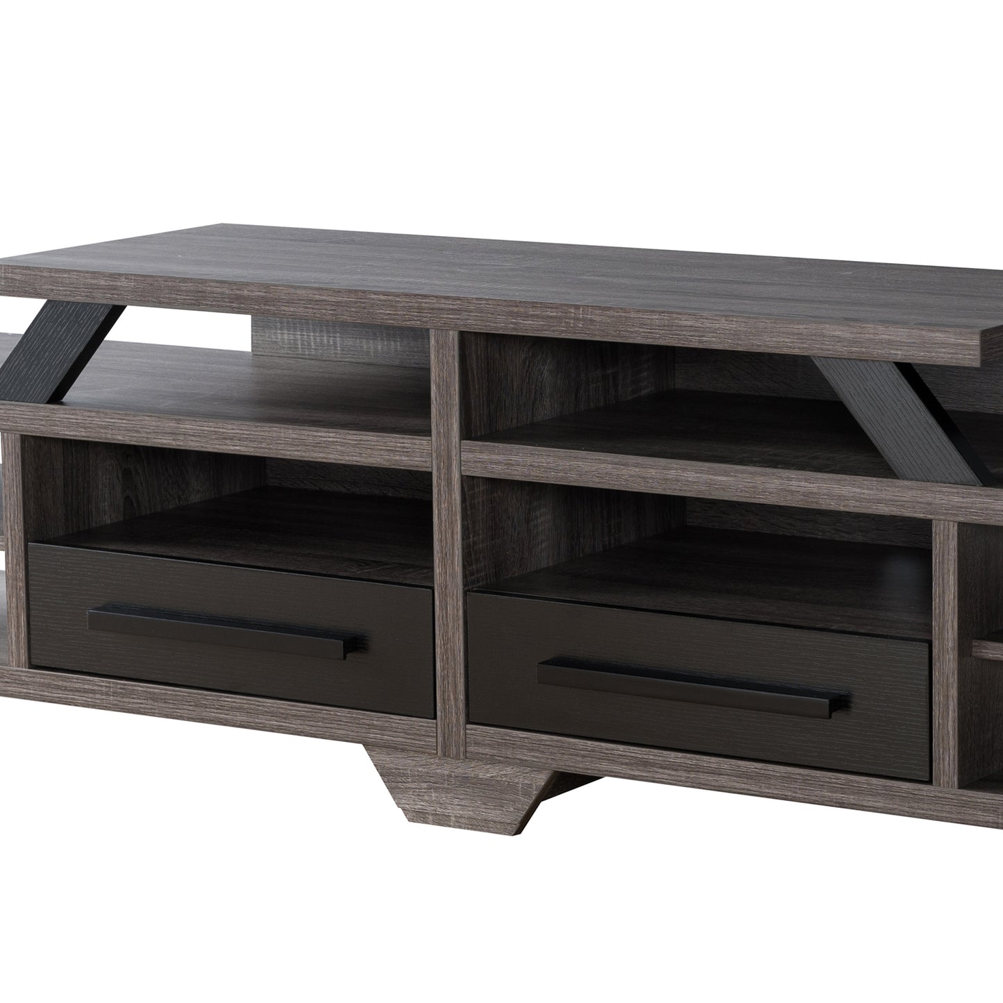Modern Gray 82" Wide Open Shelf Tiered TV Stand