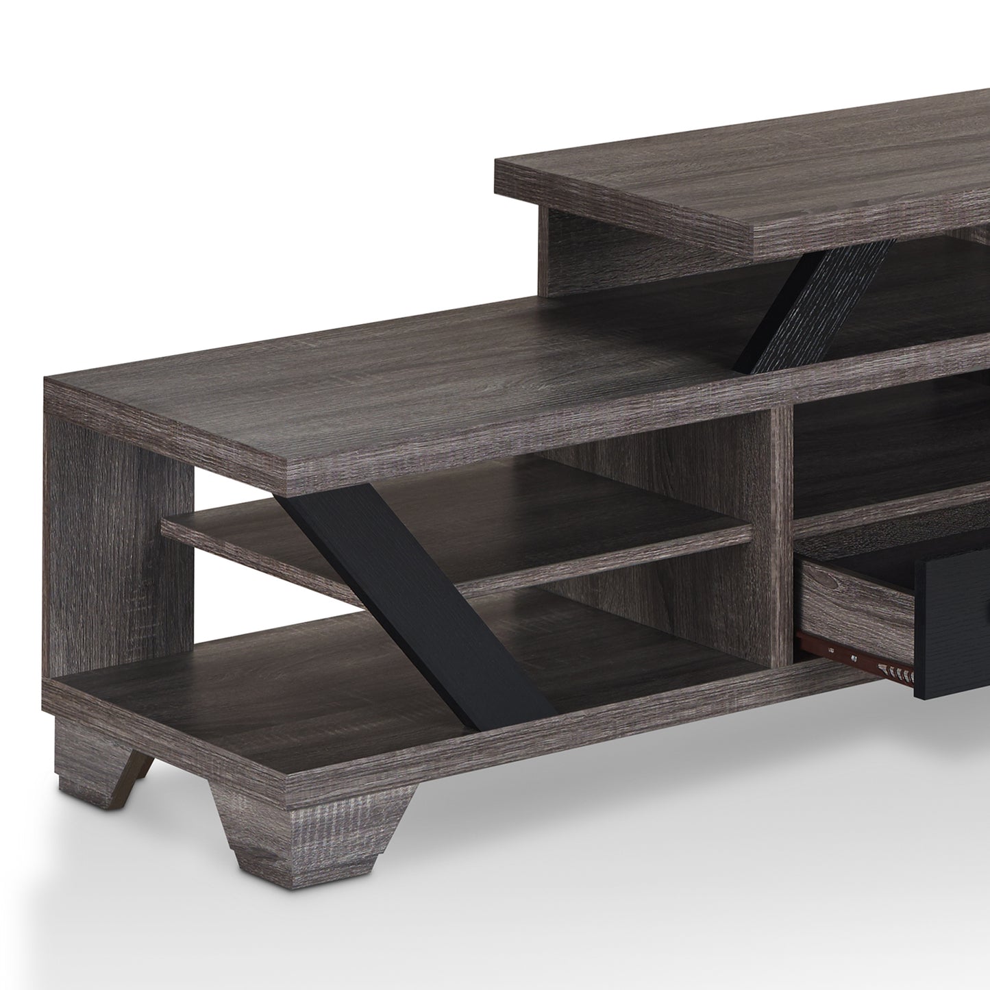 Modern Gray 82" Wide Open Shelf Tiered TV Stand