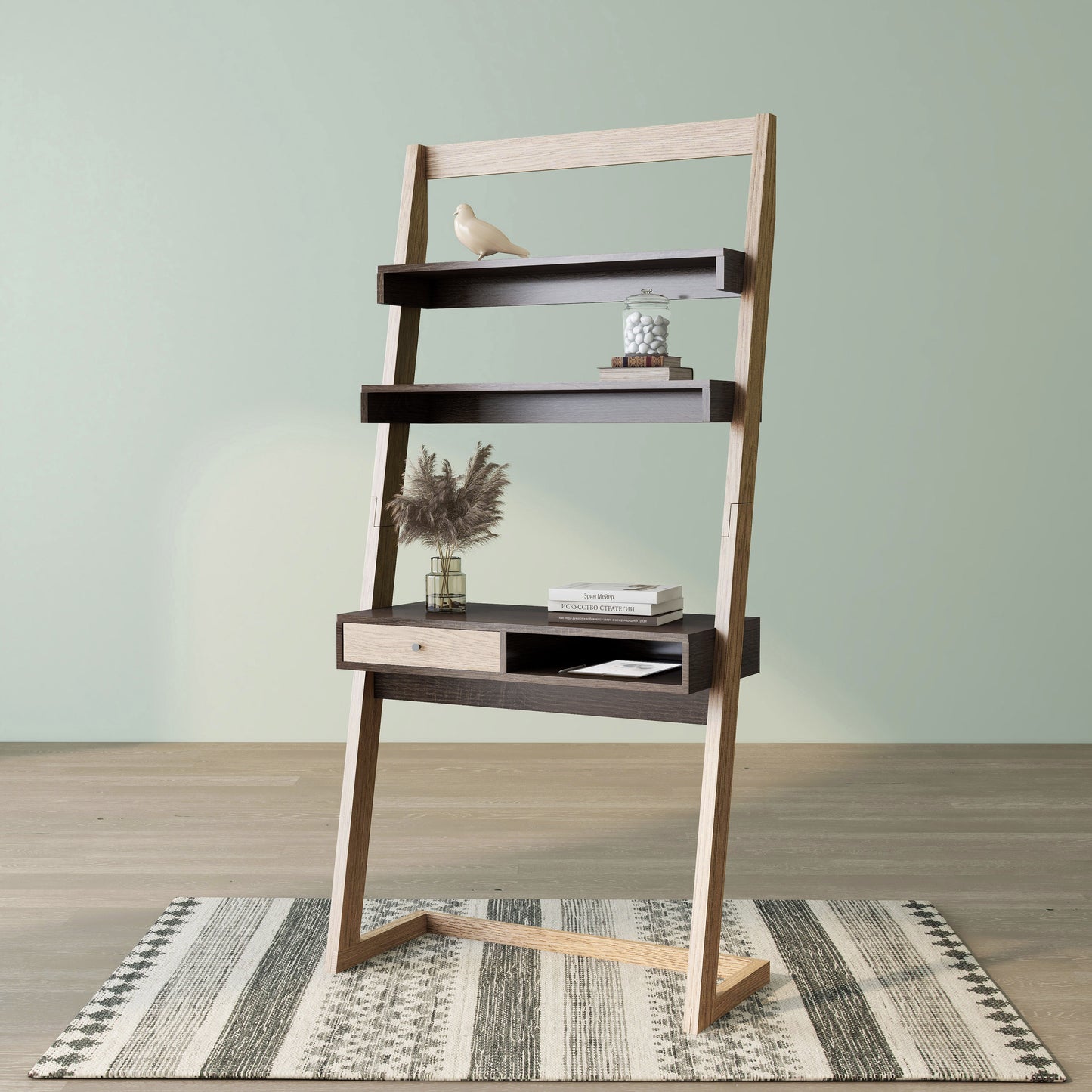 Space Saving 70" Tall Angled Ladder Desk