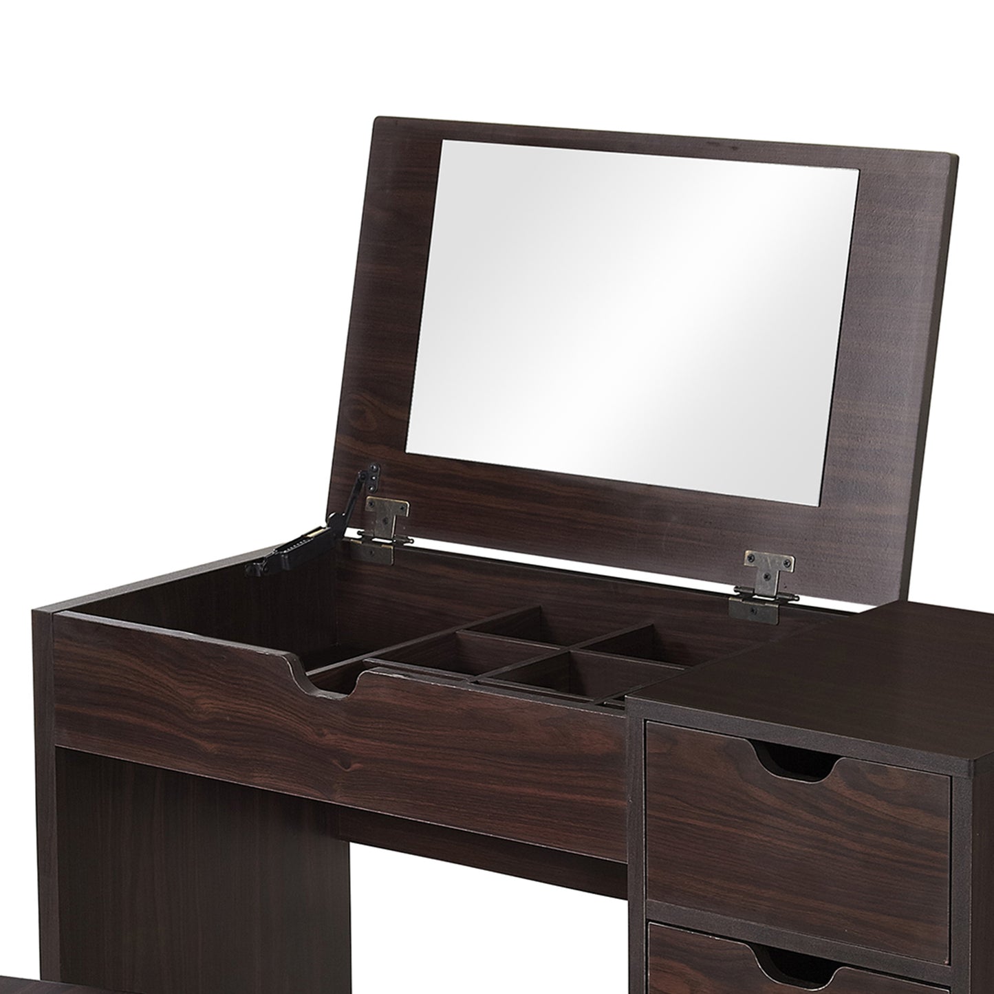 Modern Walnut 36" Storage Vanity and Stool Set