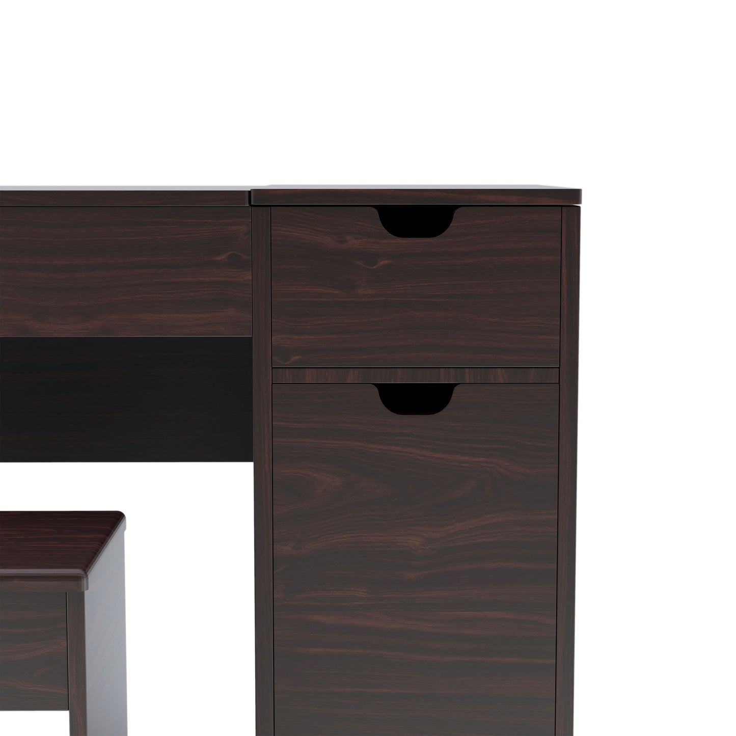 Modern Walnut 36" Storage Vanity and Stool Set