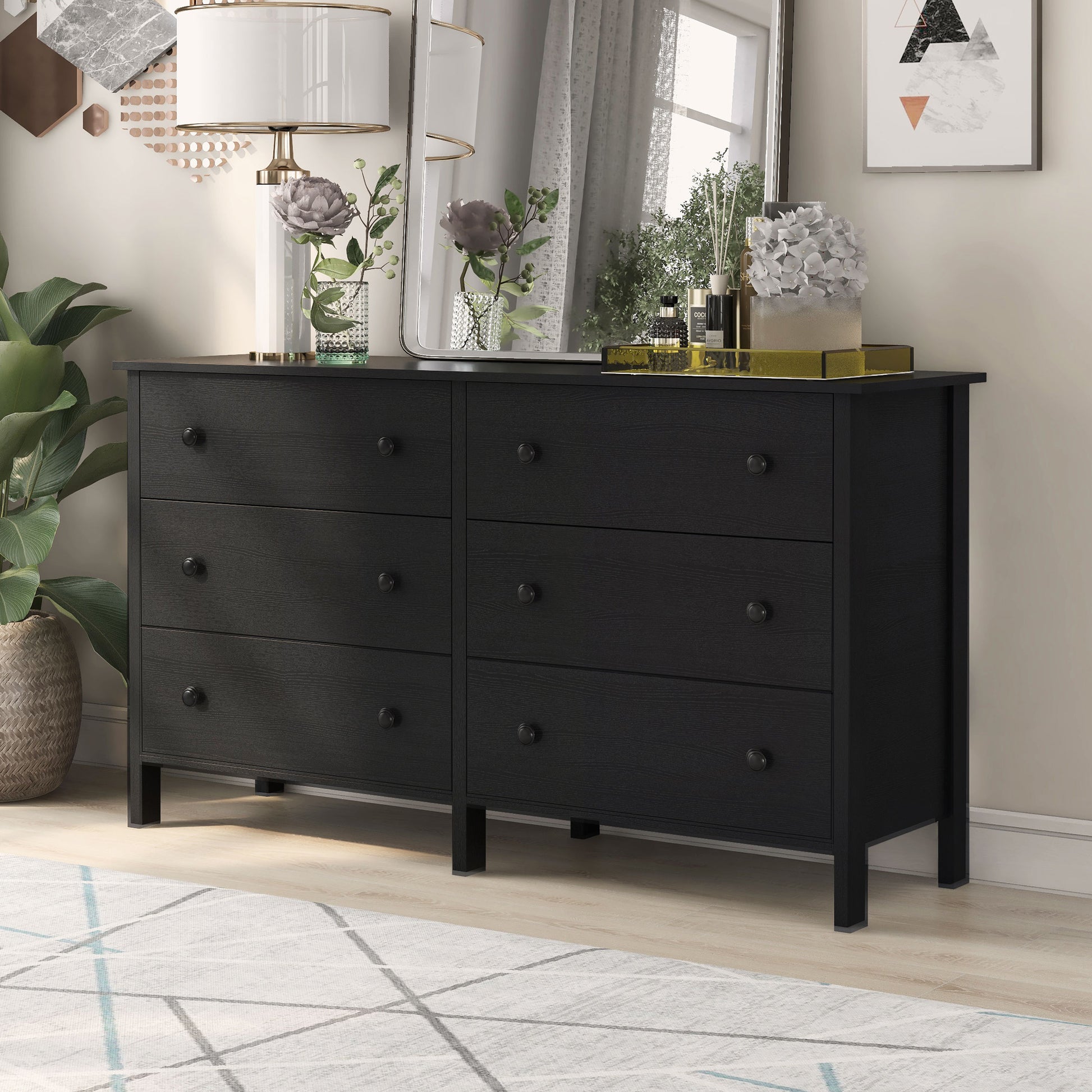 Transitional 6-drawer 53" Double Dresser DenHour Transitional 6-drawer 53" Double Dresser DenHour