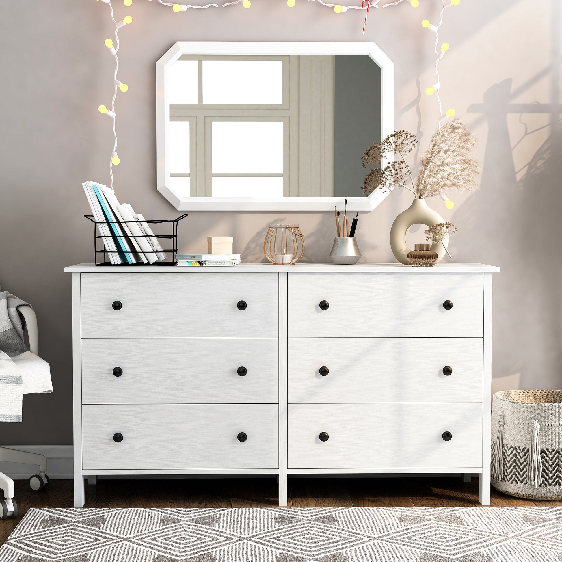 Transitional 6-drawer 53" Double Dresser DenHour Transitional 6-drawer 53" Double Dresser DenHour